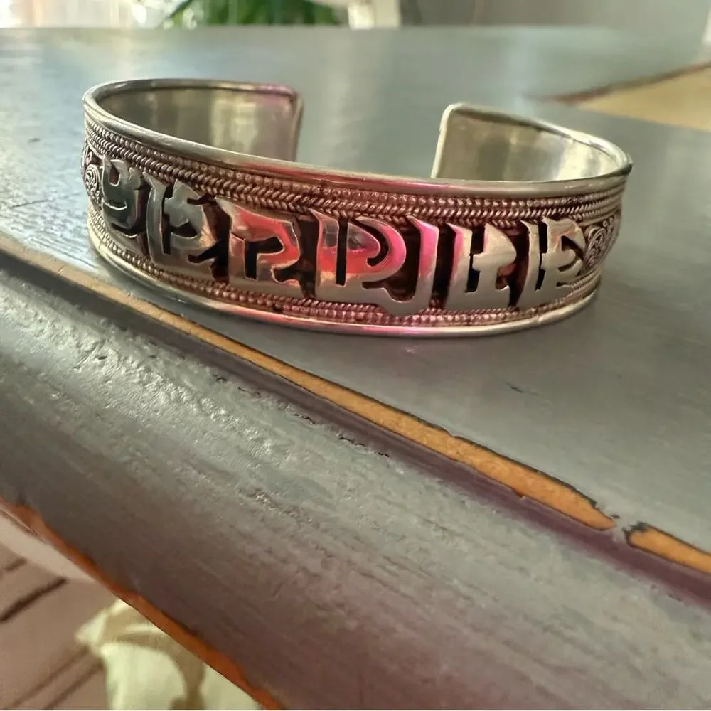 Mantra  Sterling Silver Cuff Bracelet